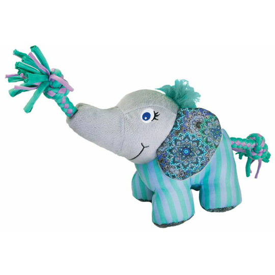 Knots Carnival Elephant Plush Dog Toy (13cm x 9cm x 17cm) (Blue/Pink) - Blue/Pink - Kong