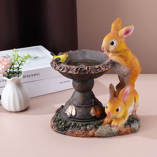 Handmade Garden Statue Animal Solar Rabbit Garden Statue with Light