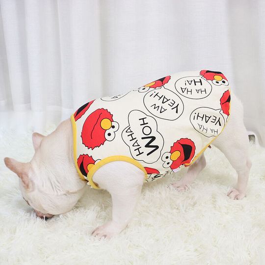 French bucket clothes thin section dog undershirt spring and summer clothes pug bulldog fat dog pet clothing cotton-cream Sesame Street undershirt