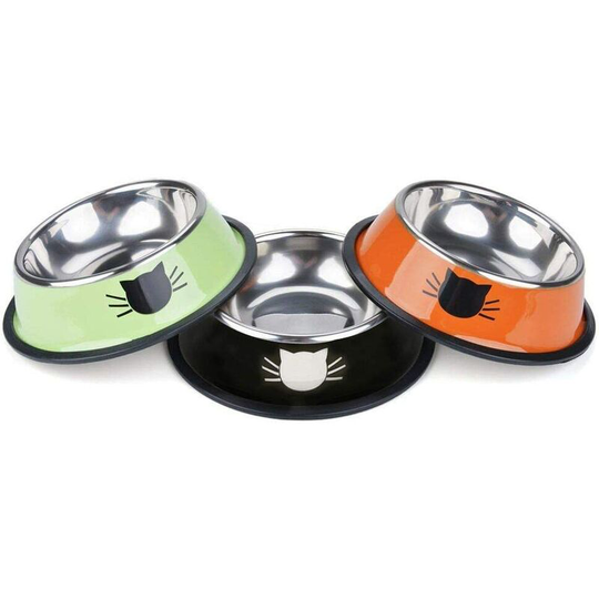 3 Piece Cat Bowl, Stainless Steel Cat Bowl with Non-Slip Bottom for Small and Large Cats - Litzee