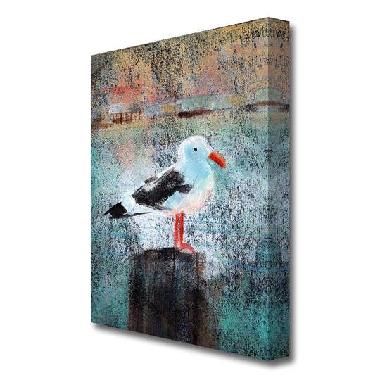 Seagull Perch Wild Life - Wrapped Canvas Painting Print
