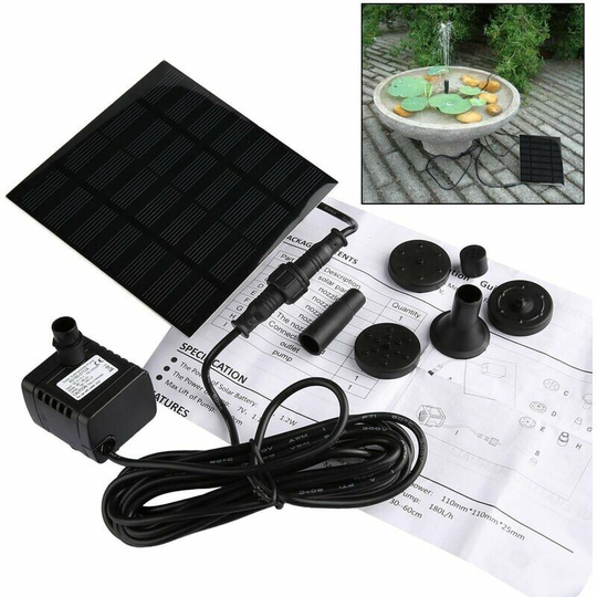 Bearsu - Outdoor Solar Fountain, 1.2W Solar Water Fountain, Outdoor Submersible Floating Solar Water Pump for Birdbath, Garden, Patio, Pond, Pool,