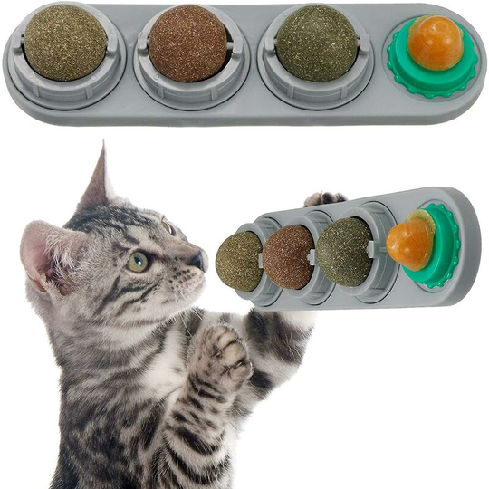 Catnip Balls Toy Rotatable Licking Treats Toys Edible Wall Ball For Kitten Thsinde
