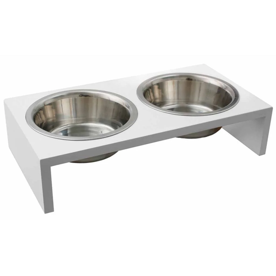 Flamingo Double Feeding Bowl KobusHi White 2 x 380ml