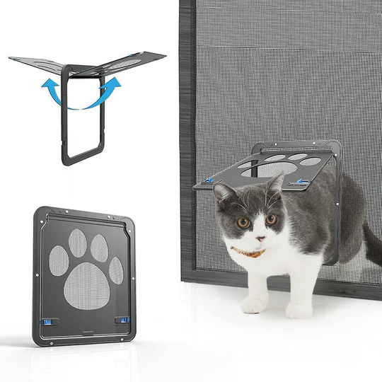 Thsinde - Cat Flap Pet Screen Door Lockable Magnetic Cat Door Easy Install Durable Door(8' w x 10.2' h)
