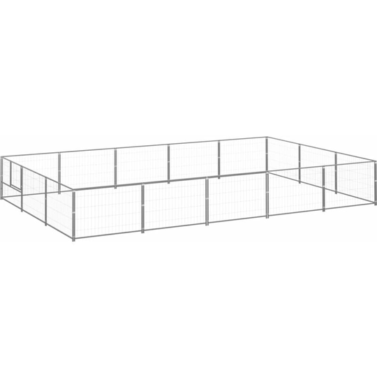 Dog Kennel Silver 15 m² Steel vidaXL - Silver
