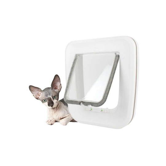 Cat flap with magnet, white, 25.5 cm × 24.5 cm × 5.2 cm