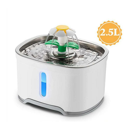 Gift - Cat Water Fountain with Water Level Window Cat Water Fountain with 4 Hygienic Filters and 1 Silicone Mat Pet Fountain with led Light