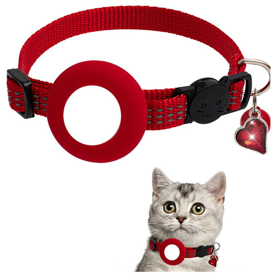 Cats Collar, for Apple Airtag Adjustable Cats Collar Pet Collar for Kitten, Puppy, Red, 1 piece