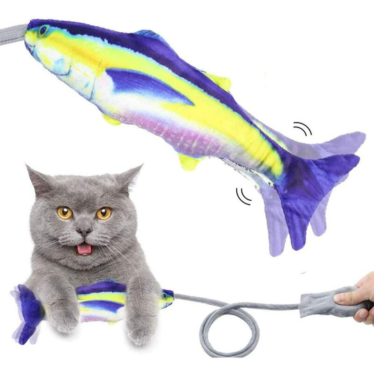 Cat Catnip Toys for Indoor Cats, Manual Control Floppy Wagging Fish with Bell, Funny Kitten Toy for Chew Biting Kicking