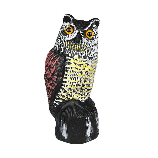 Flying Bird Scarer Rotating Head Owl Prowler Eagle Hanging With Music Pest Repeller Scarecrow Garden Yard Move Decor