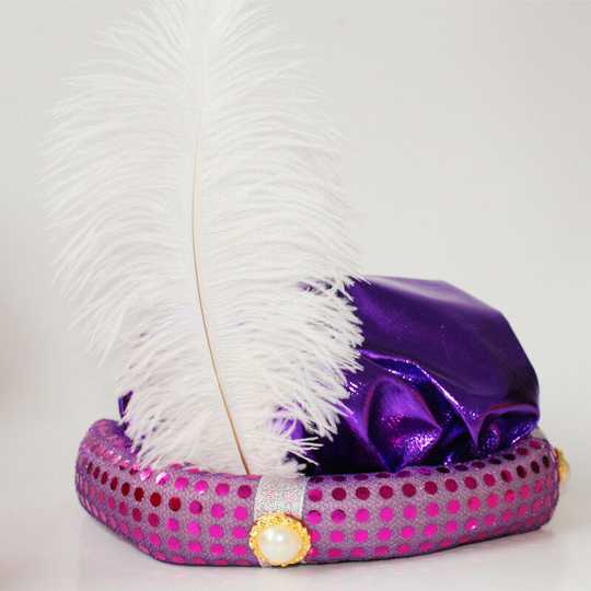 Arabian prince with feather costume hat, party halloween costume hat
