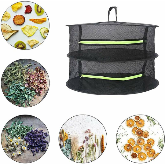 2Layers Weed Dryer, 60cm Hanging Drying Net, Foldable Drying Net for Hydroponic Plants, Fish, Weeds