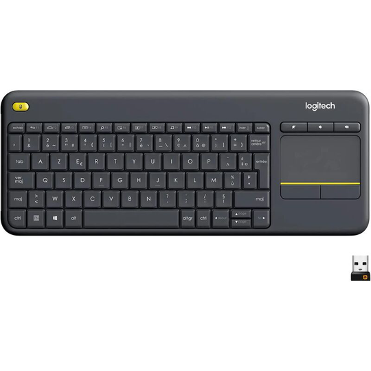 Logitech K400 Plus Wireless Touch tv Keyboard with Media Control and Touchpad, - Black
