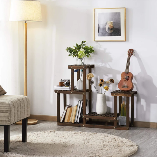 Aasir Free Form Multi-tiered Solid Wood Plant Stand