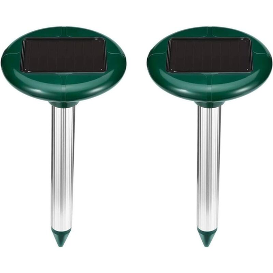Tinor - 2 Pack Outdoor Solar Mouse Repeller, Ultrasonic Electronic Solar Mole Repeller Waterproof Mole Repeller Repel Moles Rats Mice Snake for