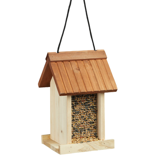 Wooden Birdhouse, Untreated, Hanging, No Stand, HxWxD: ca 27 x 17 x 18 cm, Brown - Relaxdays
