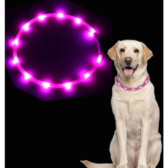 Light Up Dog Collar, usb Rechargeable Dog Collar, led Adjustable Length Safety Dog Collar with 3 Flash Modes for Small Medium Large Dogs Cats (Pink)
