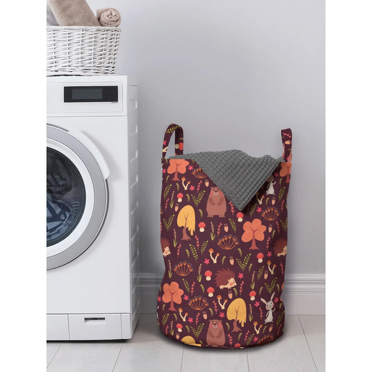 Funny Forest Animals Fall Buddies Bear Rabbit Hedgehog Woodland Friends Laundry Bag