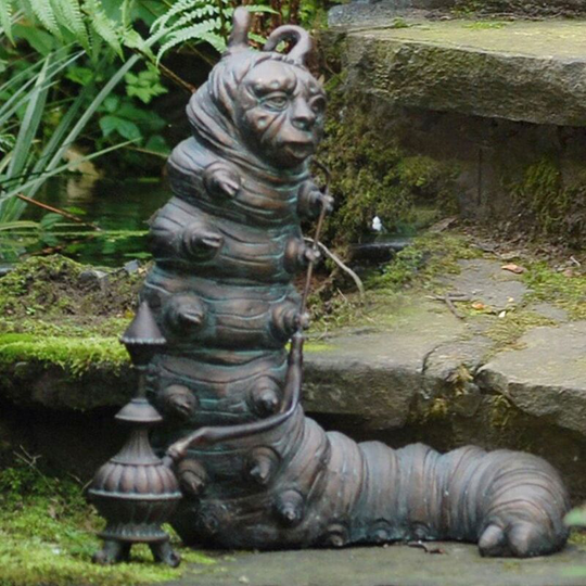 Deckon - Vintage Wonderland Garden Sculpture, Alice in Wonderland, Cast Stone Garden Ornament, Rabbit Statue, Indoor, Outdoor, Patio, Figurine