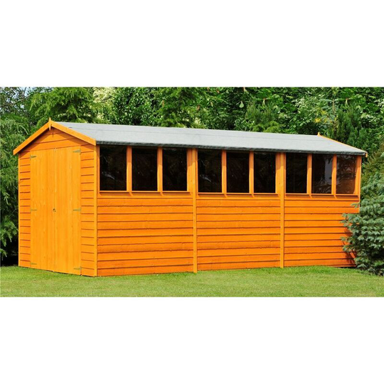 15 X 10 Dip Treated Overlap Apex Wooden Garden Shed With 9 Windows And Double Doors (11mm Solid Osb Floor) - Core (bs)