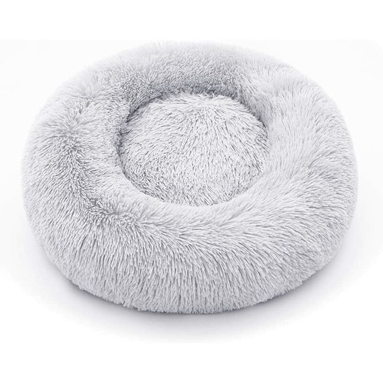Round Dog Bed for Cat Puppy Pet Soft Plush Sofa Cushion Puppy Sleeping Nest Light Gray S-50cm