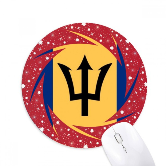 Barbados National Flag North America Country Wheel Mouse Pad Round Red Rubber