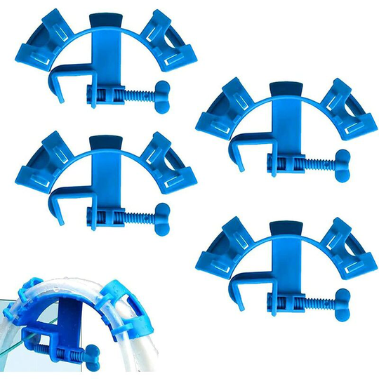 Tinor - Set of 4 Aquarium Water Hose Holder, Adjustable Aquarium Hose, Aquarium Filtration Water Hose Holder, Mounting Tube Pipe Holder (Blue)