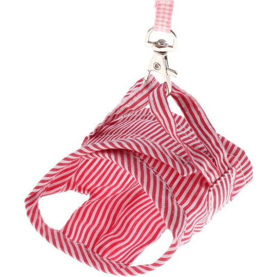 Small Pet Outdoor Walking Harness and Leash Set, Chest Strap Harness for Rabbit, Ferret, Guinea Pig, Rabbit Hams, Red S, As Described