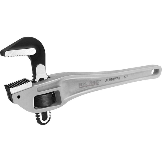 Hautmec - 350mm (14 Inch) Heavy Duty Aluminum Offset Pipe Wrench, 50mm (2') Jaw Capacity, Adjustable Plumbing Wrench, Drop Forged, Exceed ggg