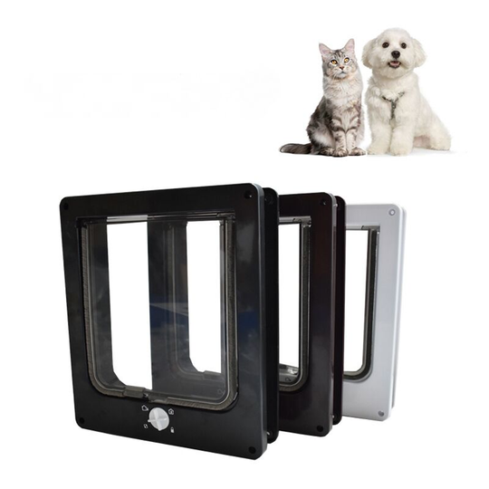 Large Cat Door, 4 Way Locking Cat Door-Black