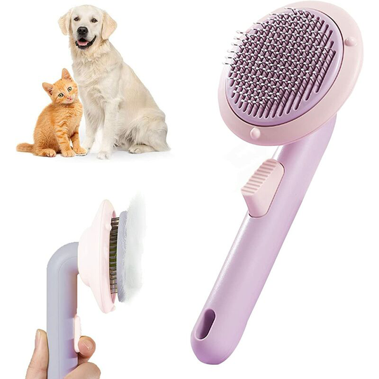 Dog and Cat Brush, Self-cleaning Dead Hair Brush Effective Removal of Up to 95% of Dead Hair, Dog and Cat Grooming Brush with Long and Short Bristles