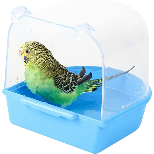 Bird Bath Tub Hanging Bathtub Bird Cage Accessories with Hooks Transparent Parrot Bath Tub Hanging
