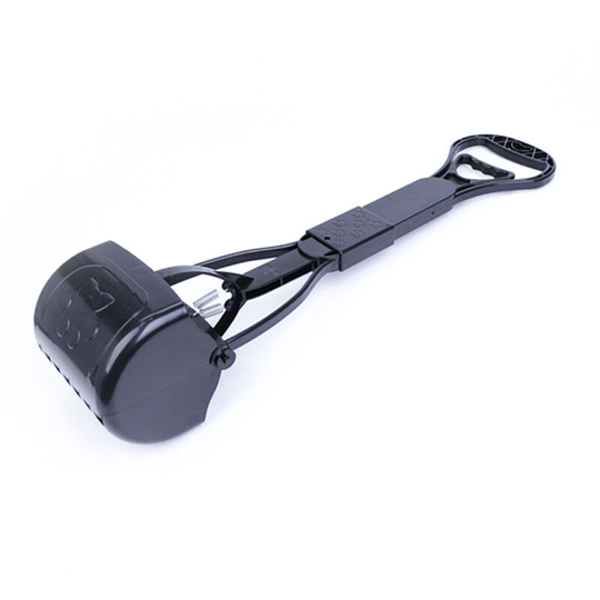 Unbreakable poo shovel for dogs and cats with a long handle made of high strength material and durable springs for easy scooping up of grass and