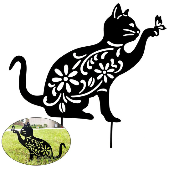 Heguyey - Cat Garden Ornaments Black Metal Cat Ornaments Outdoor Garden Ornaments Garden Ornament Stake High Quality Weather Resistant for Outdoor