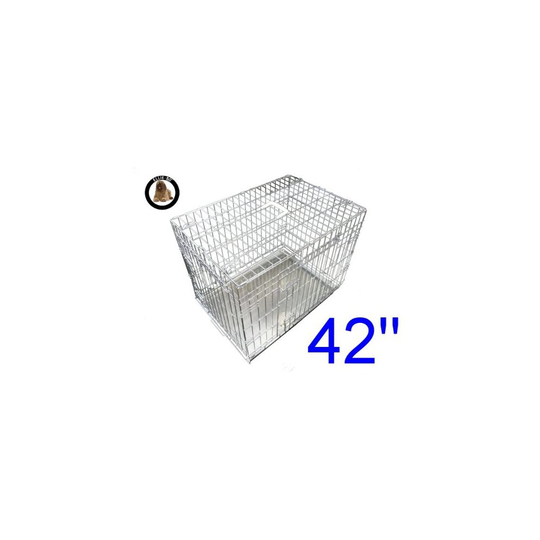 Ellie-Bo Dog Puppy Cage Folding 2 Door Crate with Non-Chew Metal Tray Extra Large 42-inch Silver