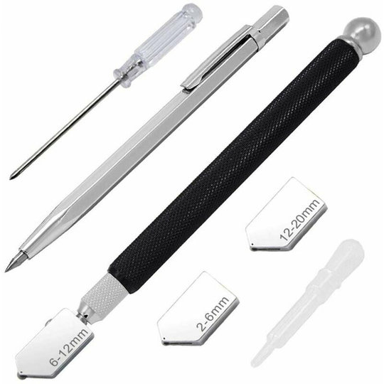 Naxunnn - Glass Cutter, Carbide Glass Cutter, Professional Tungsten Carbide, Silver Glass Cutter, Glass Cutter Bottle Cutter, Glass Cutter for 2-20mm