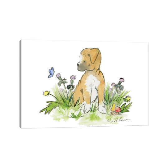 Boxer Puppy by Jasper and Ruby - Wrapped Canvas Painting