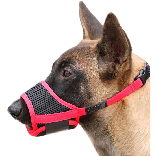 Dog Muzzle Adjustable Nylon Dog Muzzle, Adjustable and Breathable Muzzle, Small Medium Large Dog Bite Resistant, m, Red