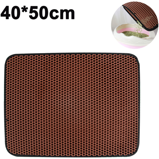 Cat Litter Trapper Litter Mat, Cat Mat, Litter Box Mat Water Proof Layer and Puppy Pad Option, 40*50cm, brown