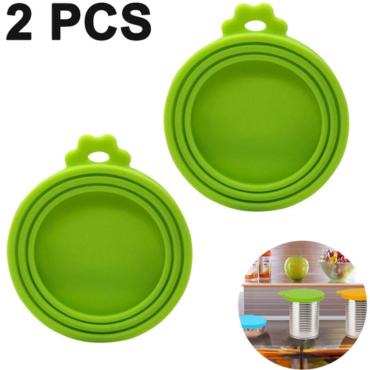 Pet Food Can Lids, Silicone Can Covers for Dog Cat Food, Universal Size Fit Small Medium Large Cans, 2 Pack, green