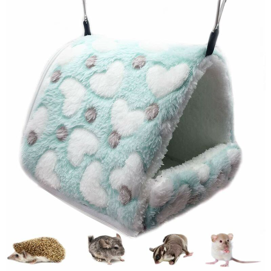Rodent Sleeping Plush Small House Hamster Hammock Toy Bed House for Guinea Pig Rabbit Chinchilla Ferret, Cyan