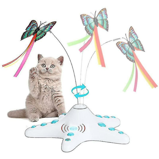 Thsinde - Interactive Cat Toy Interactive Kitten Toys Butterfly Rotating Kitten Toys Flurff Cat Toys Cat Teaser