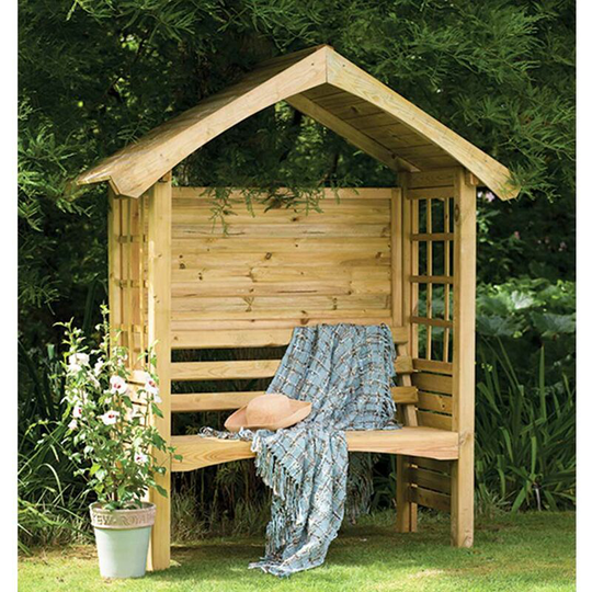 Forest - Cadiz Timber Roof Trellis Sided Solid Garden Arbour