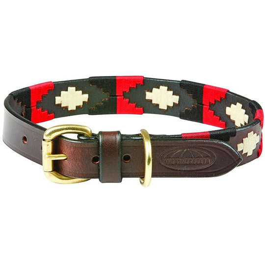 Polo Leather Dog Collar (xs) (Cowdray Brown/Black/Red/White) - Cowdray Brown/Black/Red/White - Weatherbeeta