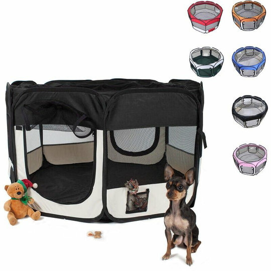Large Foldable Dog Puppy Playpen - Various Colors to Choose (Black)