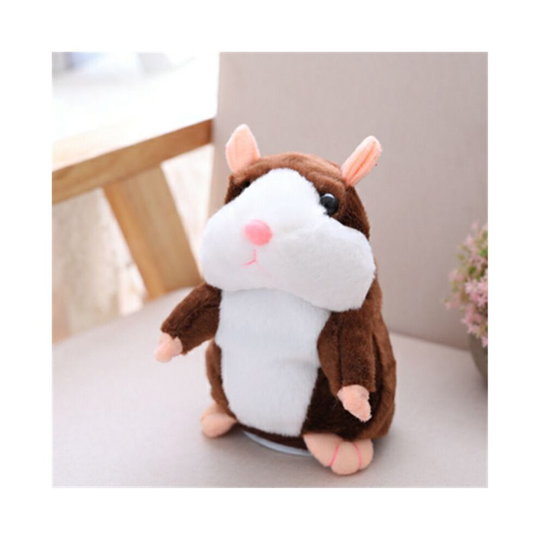 (Brown, 15CM) Cute Talking Hamster Mimicry Pet Plush Toy Kids Speak Talking Sound Record Toy