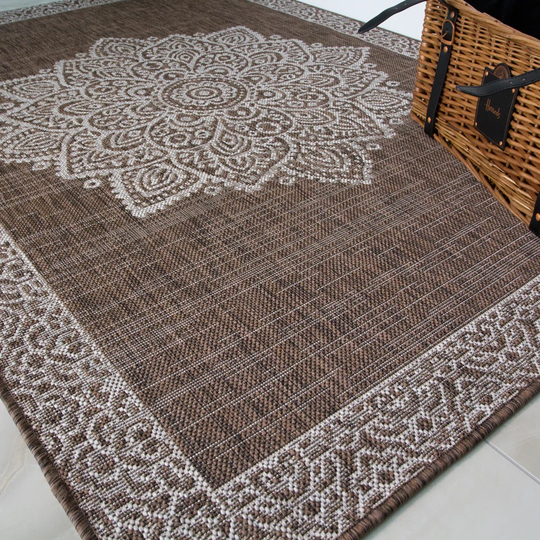 Yumi Flatweave Brown Rug