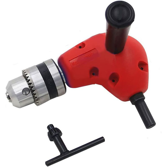 Bearsu - Chuck adapter, metal with 90 degree right angle round shank and 9.5 mm shank for 1-10 mm solid chuck with round shank