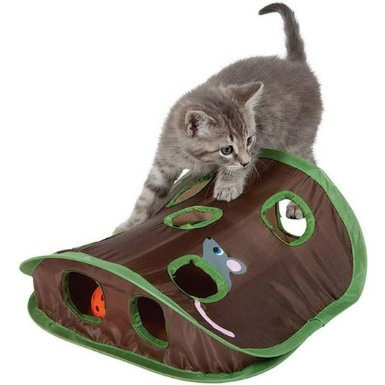 Gdrhvfd - Pet toys, intelligence game for cats and mice, 9 hole cat play tunnel toy bell tent, pet accessories